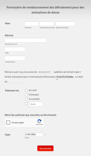 Formulaire De Remboursement Pour Des Animations De Danse