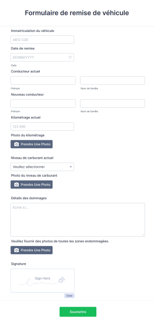Formulaire De Remise De Véhicule Form Template