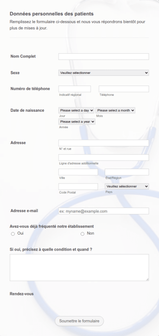 Formulaire De Rendez Vous Médical En Ligne