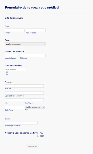 Formulaire De Rendez Vous Médical Form Template