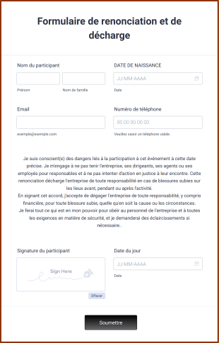 Formulaire De Renonciation Et De Décharge