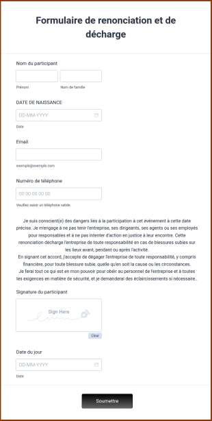 Formulaire De Renonciation Et De Décharge
