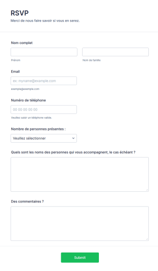 Formulaire De Réponse à Une Invitation