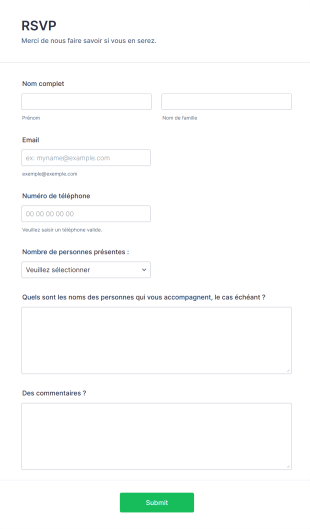 Formulaire De Réponse à Une Invitation
