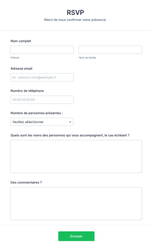 Formulaire De Réponse à Une Invitation