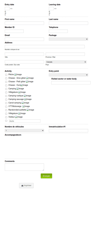 Formulaire De Réservation D'activité