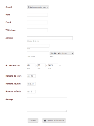 Formulaire De Réservation D'activités Form Template