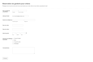Formulaire De Réservation De Garderie Pour Chiens Form Template