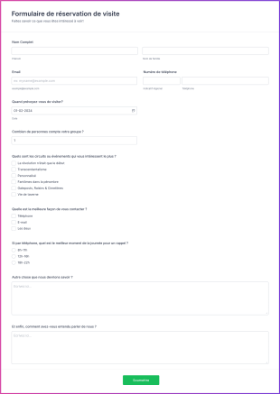 Formulaire De Réservation De Visite Form Template
