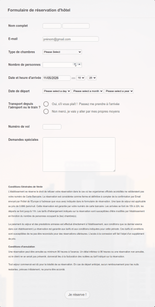 Formulaire De Réservation D'hôtel