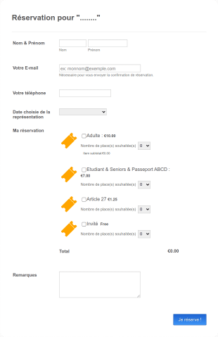 Formulaire De Réservation Représentation Théatrale Form Template