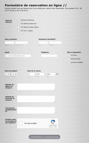Formulaire De Réservation Taxi Moto Form Template