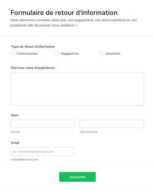 Formulaire De Retour D'information Form Template
