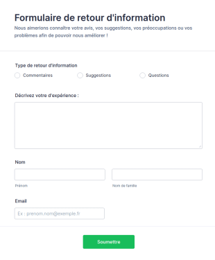 Formulaire De Retour D'information