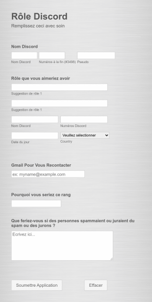 Formulaire De Rôle Discord Form Template