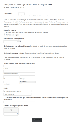 Formulaire De RSVP De Mariage
