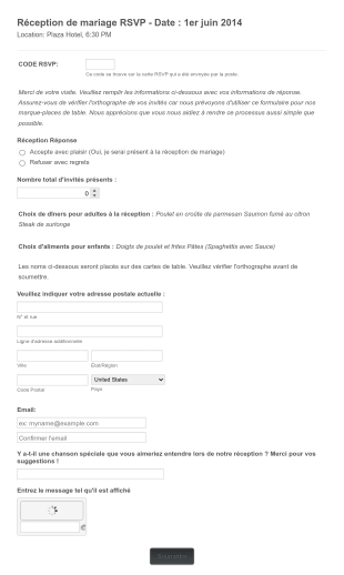 Formulaire De RSVP De Mariage