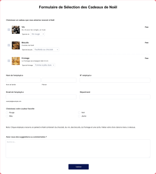 Formulaire De Sélection Des Cadeaux De Noël