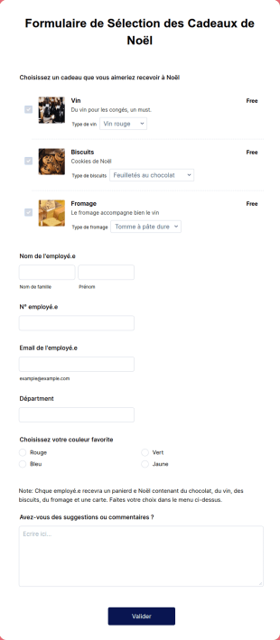 Formulaire De Sélection Des Cadeaux De Noël
