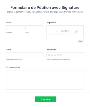 Formulaire De Signature De Pétition En Ligne Form Template
