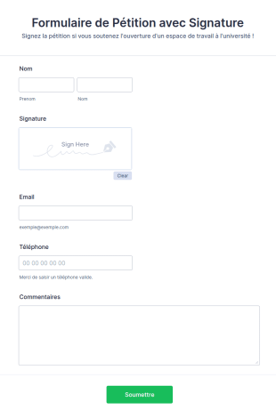 Formulaire De Signature De Pétition En Ligne