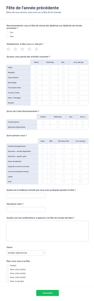 Sondage Sur La Fête De Fin D'année