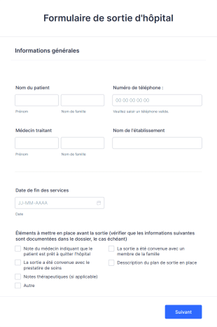 Formulaire De Sortie D'hôpital Form Template