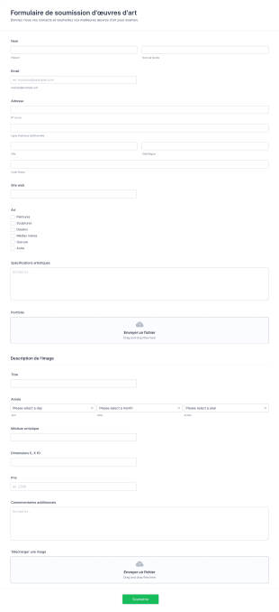 Formulaire De Soumission D'art Form Template