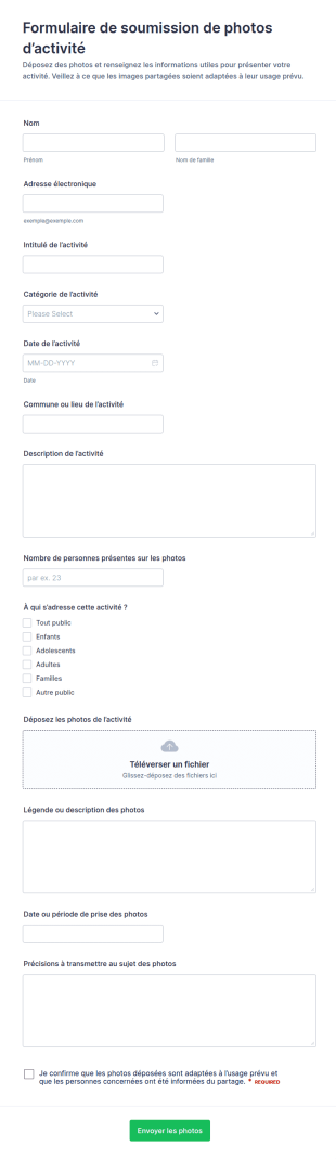 Formulaire De Soumission De Photos D’activité