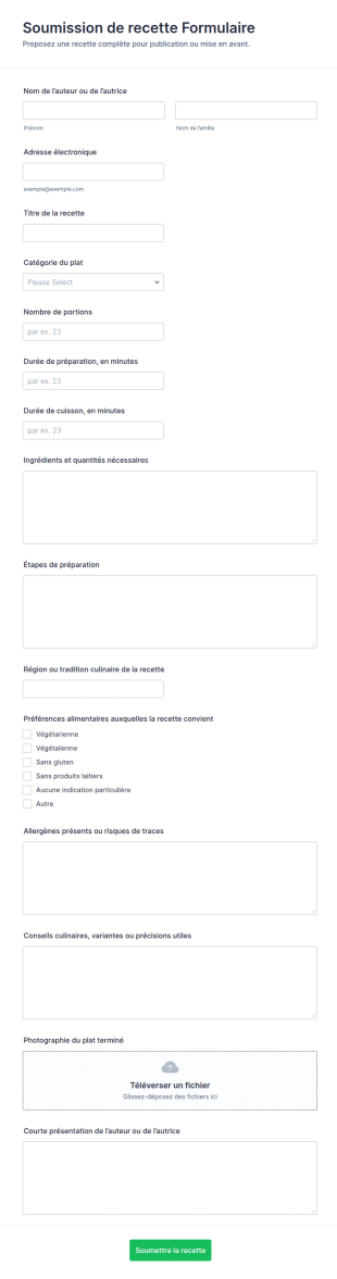 Formulaire De Soumission De Recettes