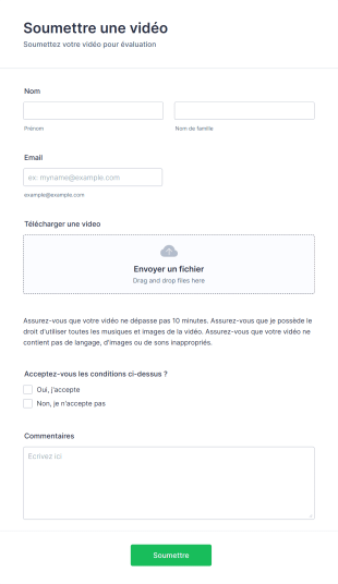 Formulaire De Soumission De Vidéo