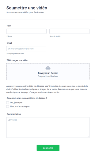 Formulaire De Soumission De Vidéo