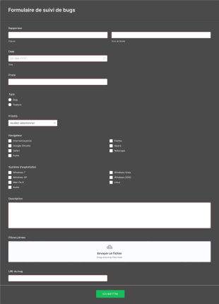 Formulaire De Suivi De Bugs Form Template