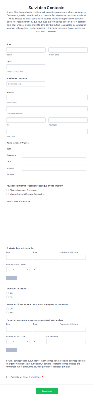 Formulaire De Suivi De Contact COVID 19