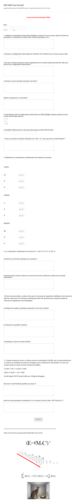 Formulaire De Test Formatif