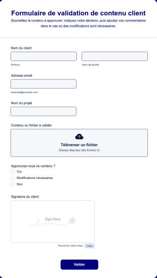 Modèle De Validation De Contenu Par Le Client