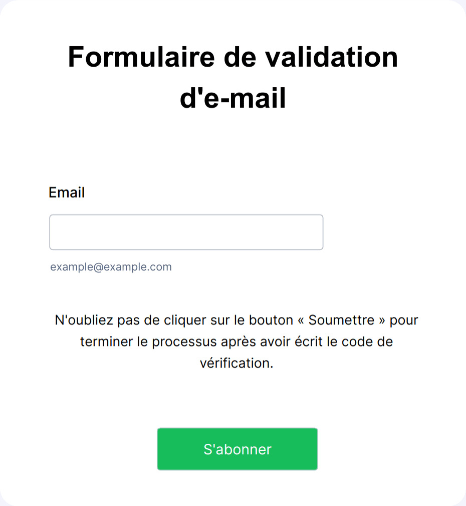 Formulaire de validation d'e-mail Modèle du formulaire | Jotform