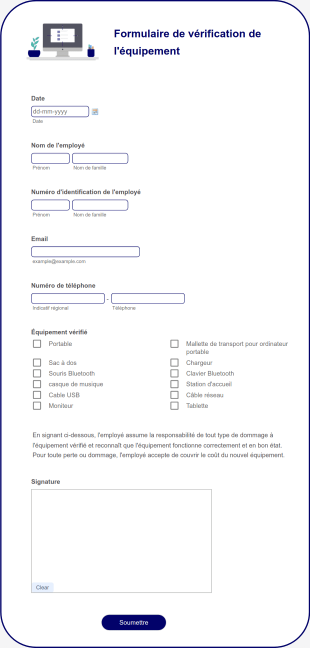 Formulaire De Vérification De L'équipement Form Template