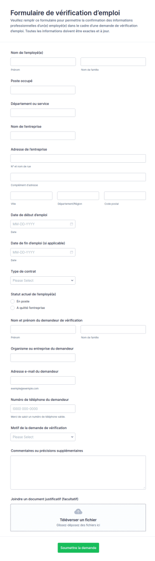 Formulaire De Vérification Des Employés