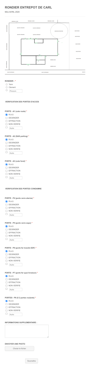 Formulaire De Vérification Des Portes D'entrepot Form Template