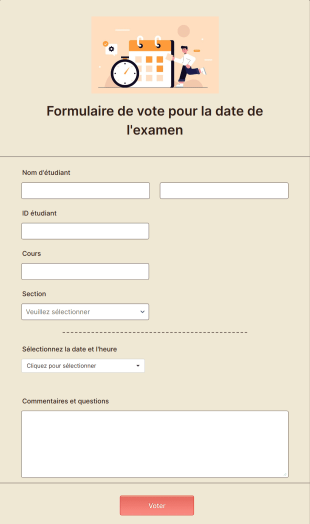 Formulaire De Vote Pour La Date De L'examen Form Template