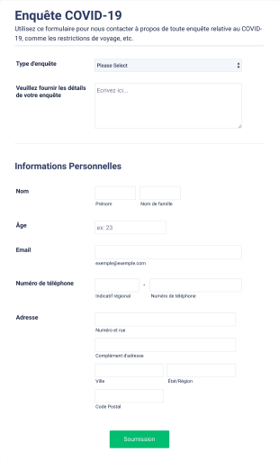 Formulaire D'Enquête COVID 19