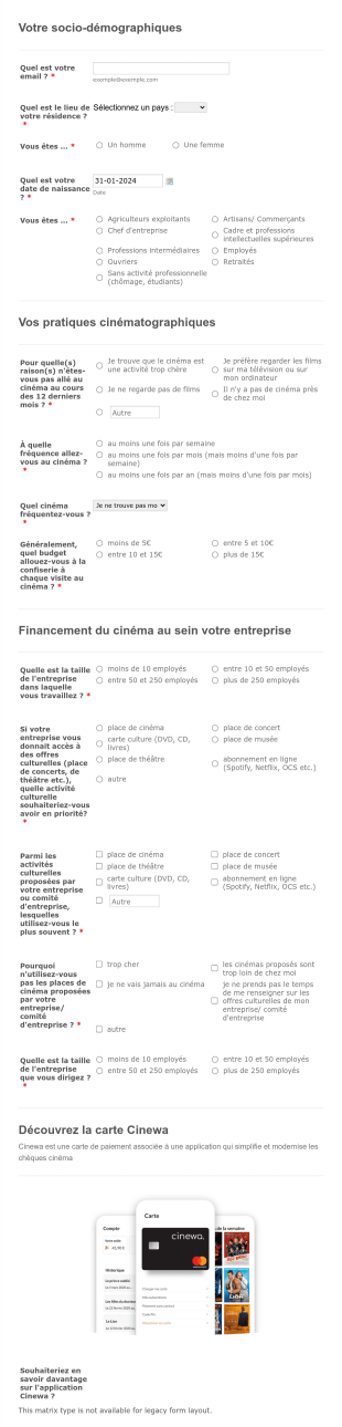 Formulaire D'enquête Sur Les Cinéma