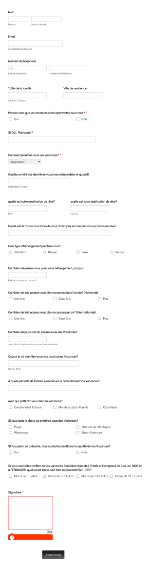 Formulaire D'Enquête Sur Les Vacances COVID 19 Form Template