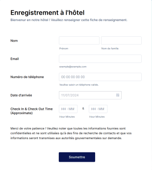 Formulaire D'enregistrement à L'hôtel Form Template