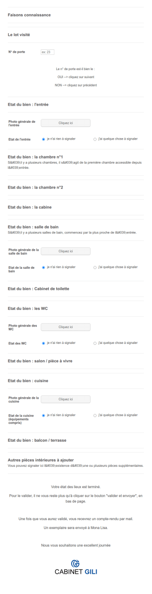 Formulaire Enregistrement Des Etat Des Lieux