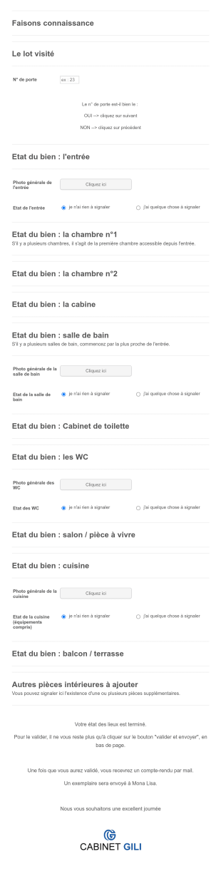 Formulaire Enregistrement Des Etat Des Lieux