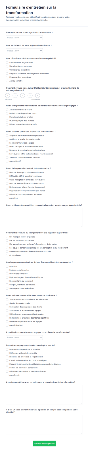 Formulaire D’entretien De Transformation De L’intelligence Artificielle