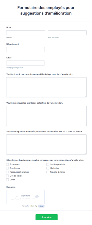 Formulaire Des Employés Pour Suggestions D'amélioration
