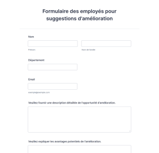 Formulaire Des Employés Pour Suggestions D'amélioration